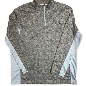 Huk Heather Gray and Sky Blue Pullover